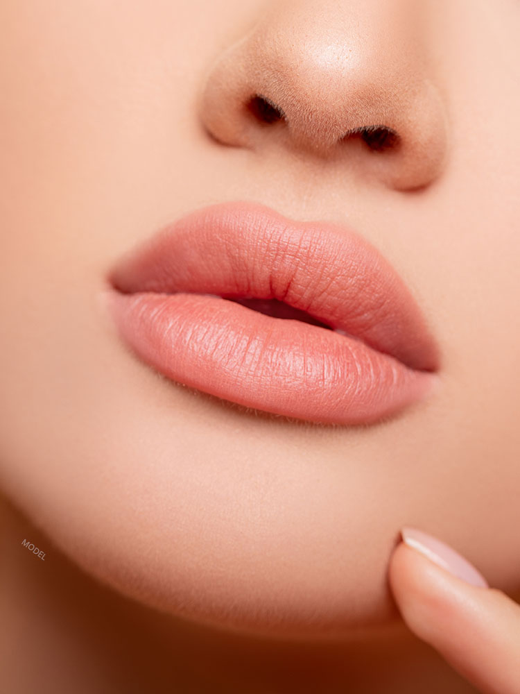 Close up of a woman's perky and plump lips